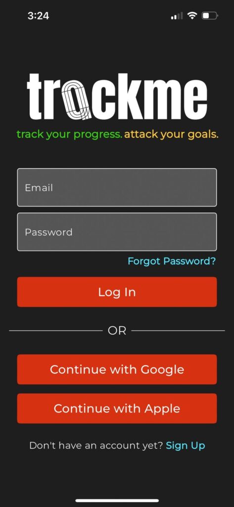 Login screenshot on phone